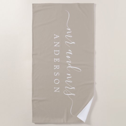Serviette De Plage Chic Newlysée M. Mme Gray Monogrammed (Devant)