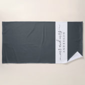 Serviette De Plage Chic Newlysée Mr Mme Black and White Monogrammed (Devant)