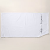 Serviette De Plage Chic Noms de Monogrammes nouvellement mariés Blanc (Devant)