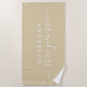 Serviette De Plage Chic Nouveau marié M. Mme Beige Sand Monogrammed
