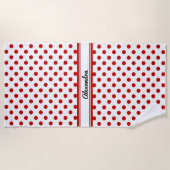 Serviette De Plage Chic Polka Dot Rouge Blanc Arrière - plan (Devant)