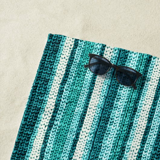 Serviette De Plage Chic rayé turquoise (En situation)