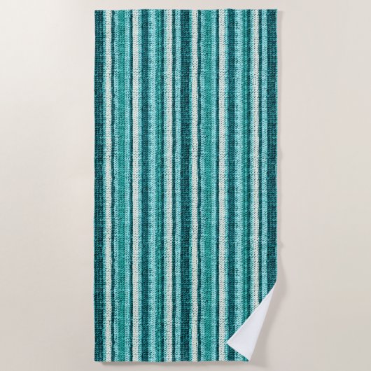 Serviette De Plage Chic rayé turquoise (Devant)