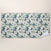 Serviette De Plage Chic Romantique Fête des mariées de papillons bleu (Devant)