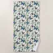 Serviette De Plage Chic Romantique Fête des mariées de papillons bleu (Devant)