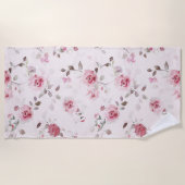 Serviette De Plage Chic romantique rose floral (Devant)
