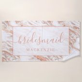 Serviette De Plage Chic Rose de marbre cuivre or Bridesmaid (Devant)