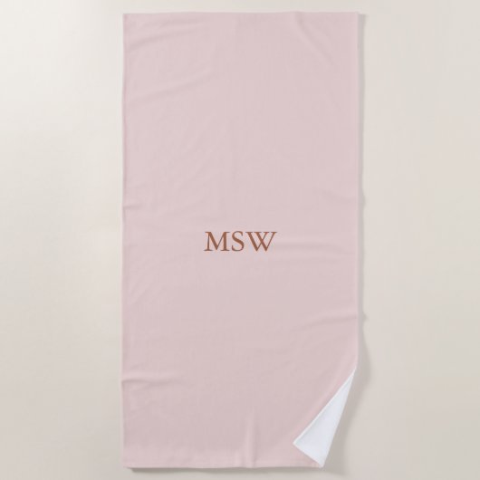 Serviette De Plage Chic rose vif initiales monogramme personnalisées  (Devant)