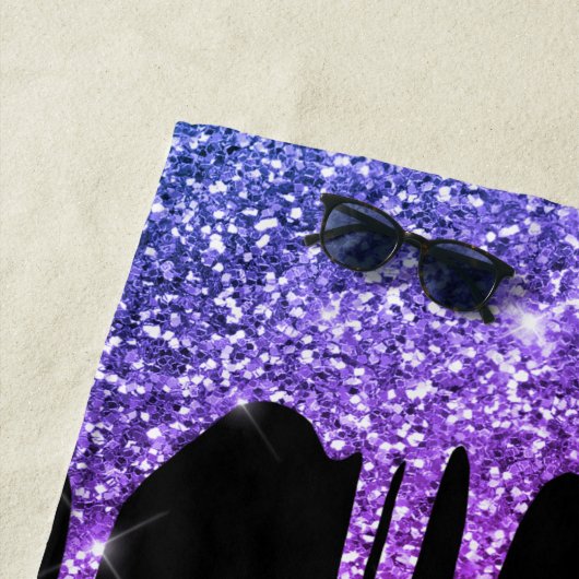 Serviette De Plage Chic rose violet Parties scintillant Bleu Lecteurs (En situation)