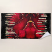 Serviette De Plage Chic rouge noir gouttes parties scintillant monogr (Devant)