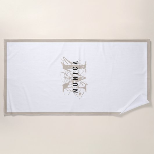 Serviette De Plage Chic rustique moderne Monogramme beige (Devant)