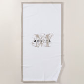 Serviette De Plage Chic rustique moderne Monogramme beige (Devant)