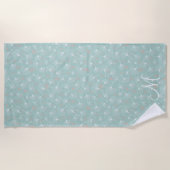 Serviette De Plage Chic Turquoise Ginkgo Feuille Monogramme (Devant)