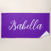 Serviette De Plage Chic Violet Nom Personnalisé Écriture Manuscrite (Devant)