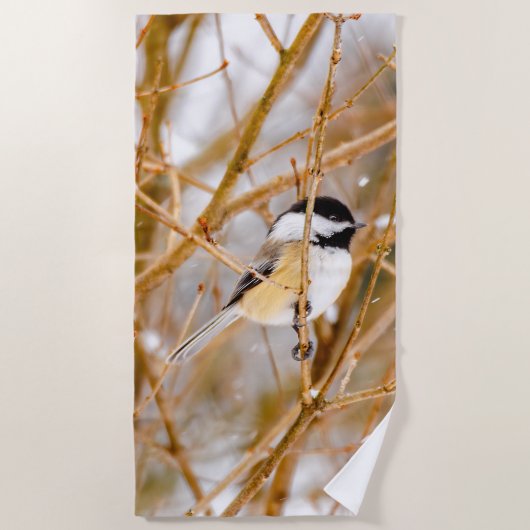 Serviette De Plage Chickadee au plafond noir - Photo originale (Devant)