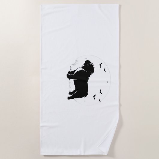Serviette De Plage Chien à Chien - Halloween Moon Silhouette Ov (Devant)