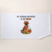 Serviette De Plage Chien à pointer germanique - Halloween Moon Si (Devant)