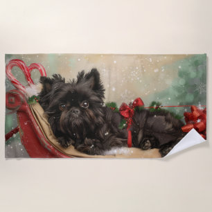 Serviette De Plage Chien Affenpinscher Noël Festif