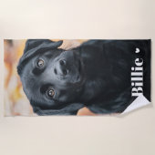 Serviette De Plage Chien animal de compagnie nom photo coeur (Devant)