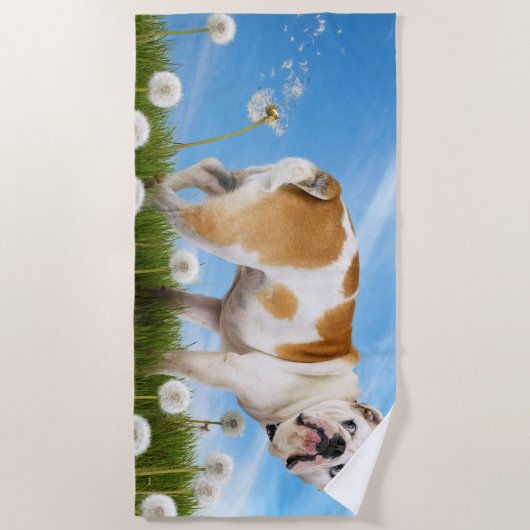Serviette De Plage Chien avec Dandelion (Devant)