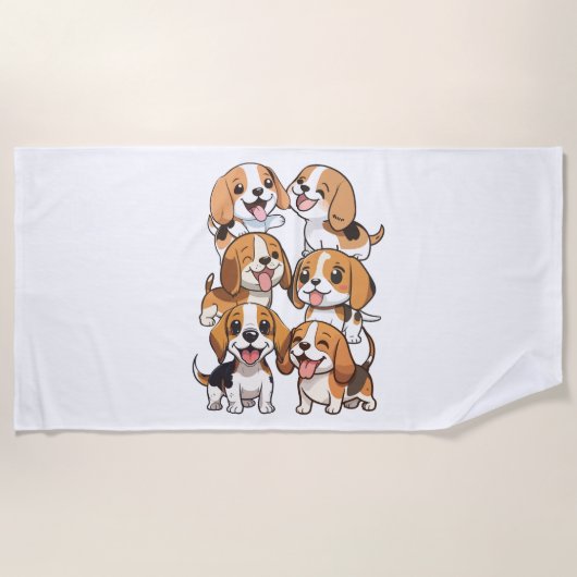 Serviette De Plage chien beagle joyeux (Devant)