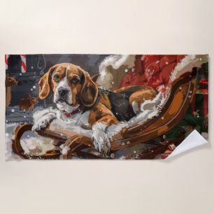 Serviette De Plage Chien Beagle Noël Fête
