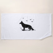 Serviette De Plage Chien berger allemand - Silhouette de lune d'Hallo (Devant)