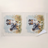 Serviette De Plage Chien berger australien Merle Long Tail (Devant)