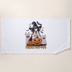 Serviette De Plage Chien Boo Français Mignon Frenchie Halloween Fantô