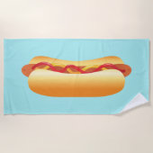Serviette De Plage Chien Chaud Avec Ketchup Et Illustration De Mustar (Devant)