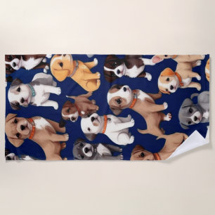 Serviette De Plage Chien Chien Chien bleu de la marine Design Motif