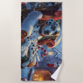 Serviette De Plage Chien Dalmatien Noël Festif (Devant)