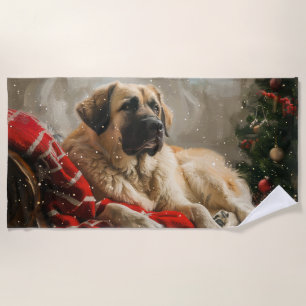 Serviette De Plage Chien de berger d'Anatolie Fête de Noël