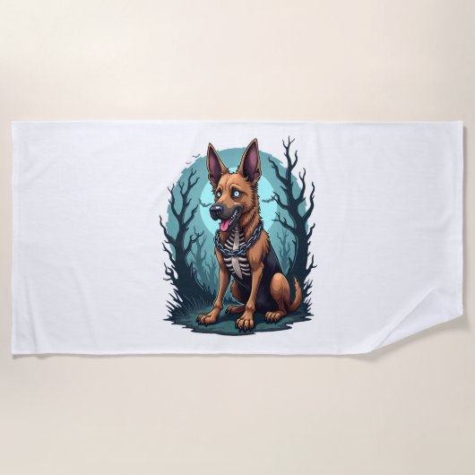 Serviette De Plage Chien de berger squelette (Devant)