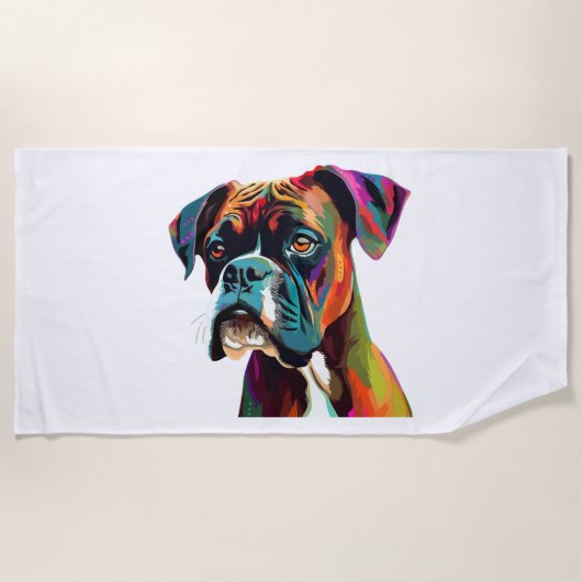 Serviette De Plage Chien de boîte coloré (Devant)