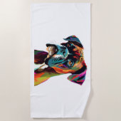 Serviette De Plage Chien de boîte coloré (Devant)
