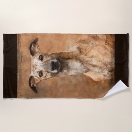 Serviette De Plage Chien de Brindle Whippet (Devant)