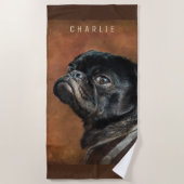 Serviette De Plage Chien de Carlin noir (Devant)