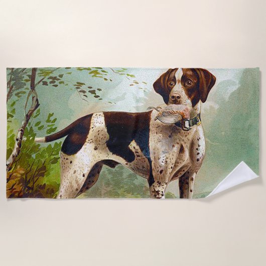 Serviette De Plage Chien de chasse avec oiseau dans la bouche (Devant)