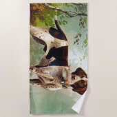Serviette De Plage Chien de chasse avec oiseau dans la bouche (Devant)