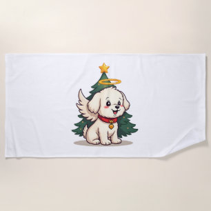 Serviette De Plage Chien de chien d'ange maltais