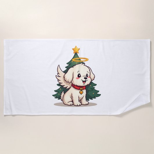 Serviette De Plage Chien de chien d'ange maltais (Devant)