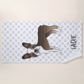 Serviette De Plage Chien de dessin animé Boston Terrier Bringé & Text (Devant)