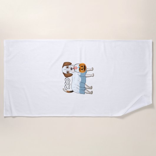 Serviette De Plage Chien de Halloween Beagle Fantôme (Devant)