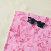 Serviette De Plage Chien de Mer Toile Rose (En situation)