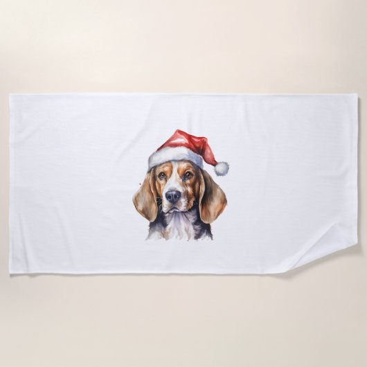 Serviette De Plage Chien de Noël beagle (Devant)