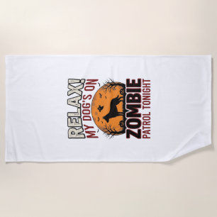 Serviette De Plage Chien de patrouille zombie Halloween Gravure vinta