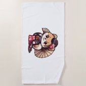 Serviette De Plage Chien de Poméranie Kimono (Devant)