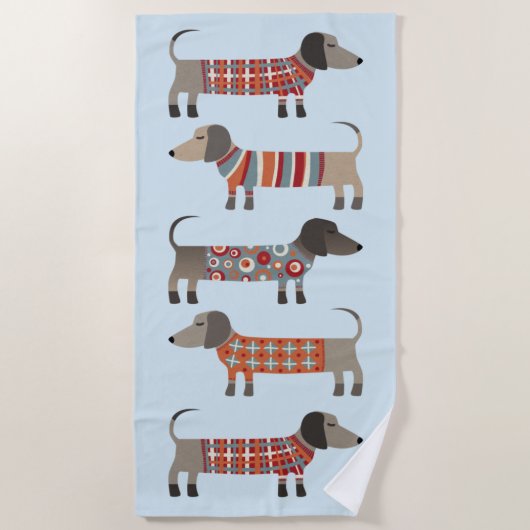 Serviette De Plage Chien de saucisse Dachshund (Devant)