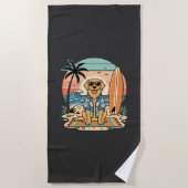 Serviette De Plage Chien de surf Rétro Plage Été (Devant)